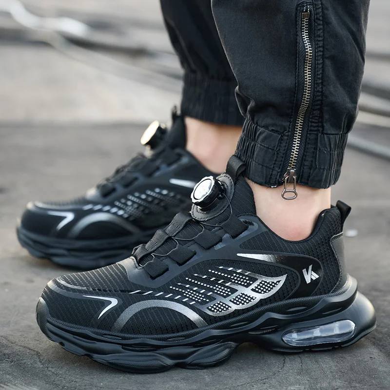 Oil Resistant Steel Toe Protective Shoes Summer Air Circulation Anti Crush Anti Piercing Anti Machinery Factory Safety Sneakers