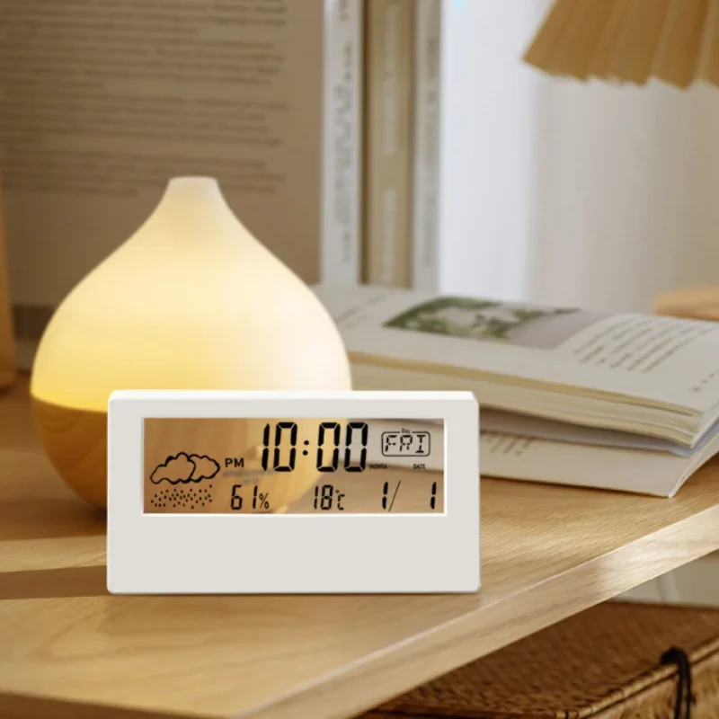 LED Thermometer Thermo-Hygrometer Multifunction Electronic Clock Temperature Humidity Meter Weather Station for Home With Alarm