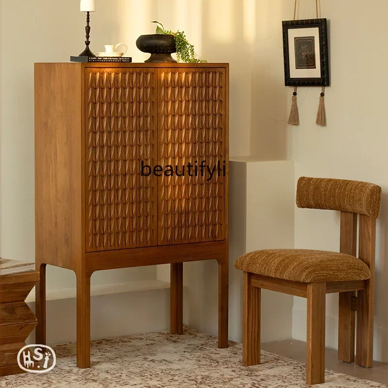 

SS new style Decorative storage, bedroom living room side cabinet, new Chinese log retro styless 7486