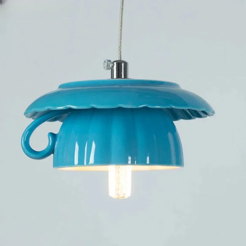 

Nordic Ceramic Tea Cup Teapot LED Pendant Light Modern Hanging Lamp Hanglamp Luminaire for Kitchen Home Decor Lighting Fixtures