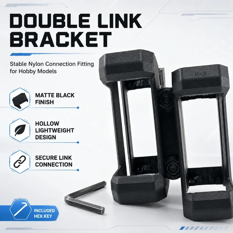 Lightweight Hollow Out Black Nylon Dual Connection Bracket Model DIY Assembly Sturdy Fixing Accessory Parts