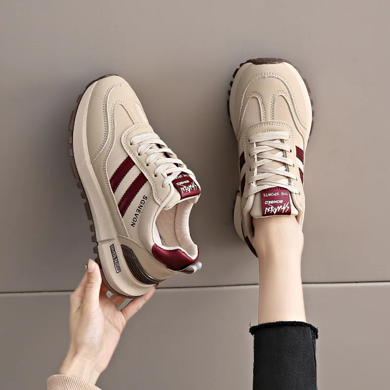 

Women's shoes 2026 outdoor casual sports shoes popular women's Forrest Gump shoes leather waterproof dad shoes
