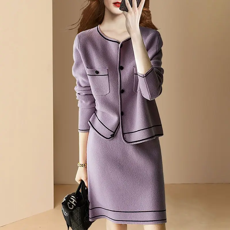 

Purple Set Women's 2023 Spring New French Two Piece Skirt ensemble femme 2 pièces womens two peice sets