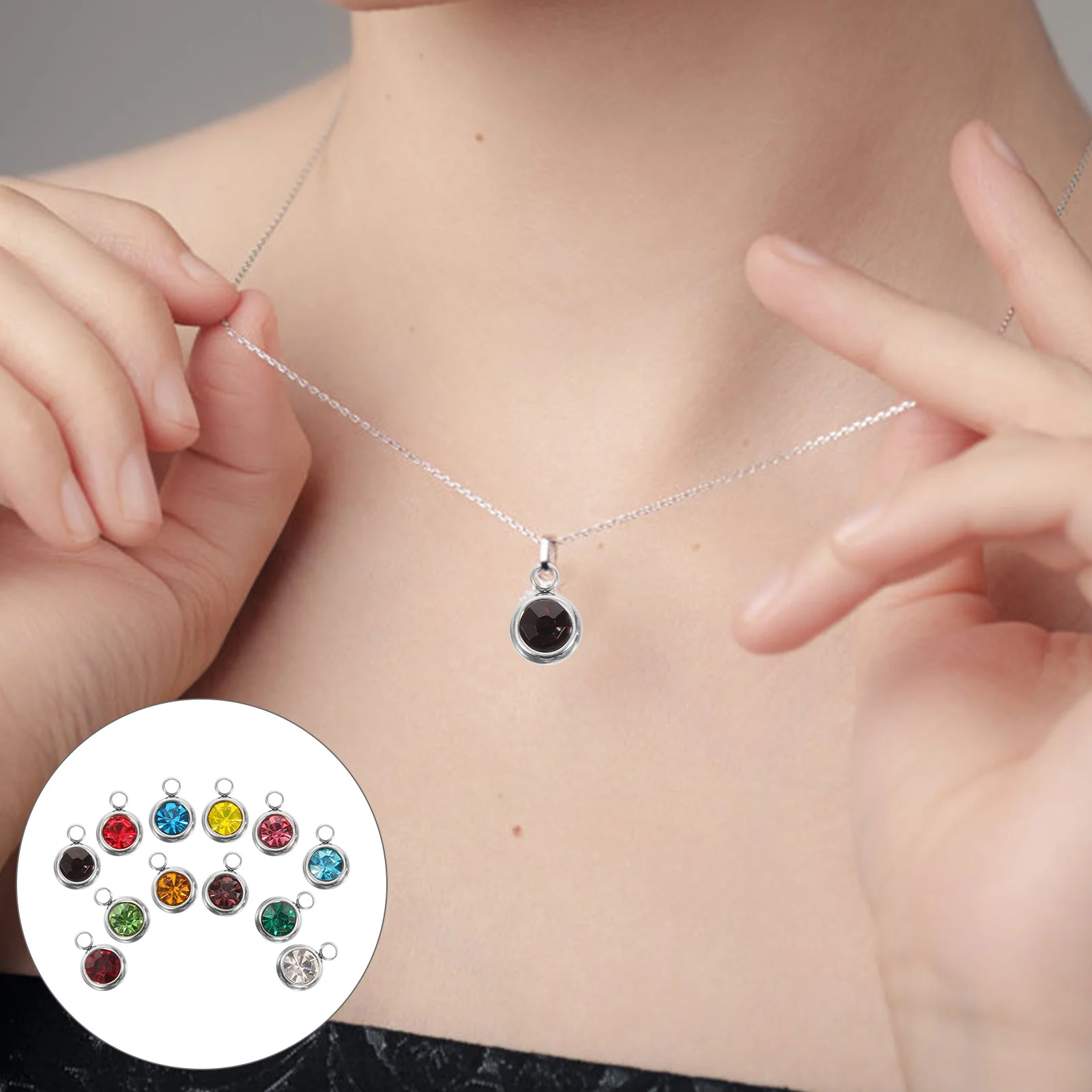 

Gold Pendant Birthstone Accessories Small Necklace Bracelet Jewelry Crystal Twelve Decoration Charms Earrings
