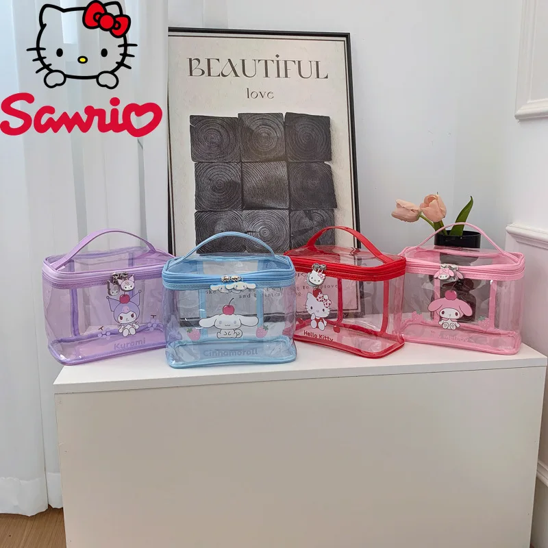 

Sanrio 2025 New Transparent Makeup Bag Fashionable High Quality Handheld Toilet Bag Cartoon Lightweight Travel Item Storage Bag