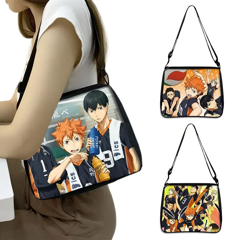 Anime Japanese Volleyball Haikyuu!! Handbag Eco Manga Tote Bags Harajuku Women Canvas Underarm Bag Portable Messenger Bags