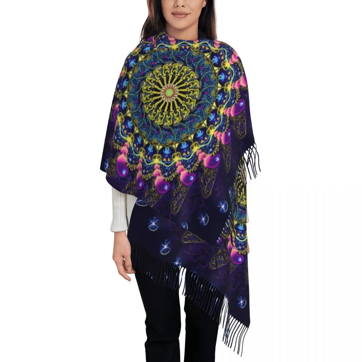 Personalized Print India Mandala Zen Buddha Scarf Men Women Winter Warm Scarves Shawls Wraps