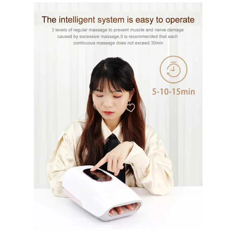 Rechargeable Portable Hand Massager with Heat Function Wireless Air Compression Hot Compress for Finger Numbness