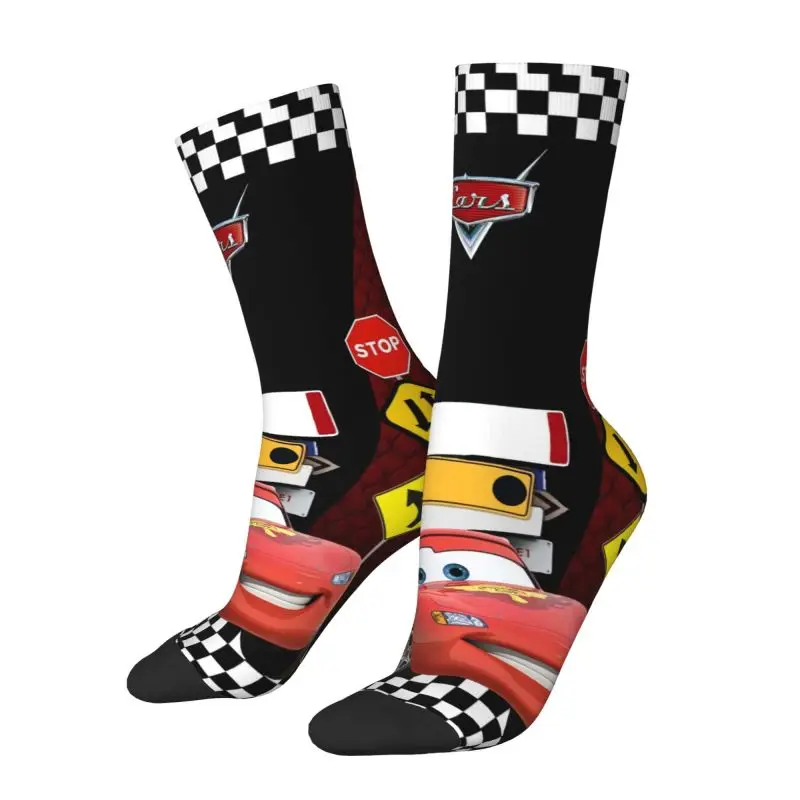 Fashion Lightning McQueen Racer Socks Women Men Warm 3D Printing Cartoon Cars Basketball Sports Socks