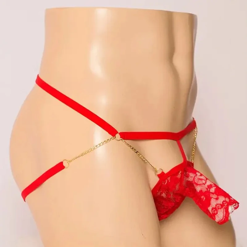 

Men's Thong Transparent G Rope Convex Pocket Thong Lace Breathable Lingerie Briefs Men's Erotic Lingerie Thong