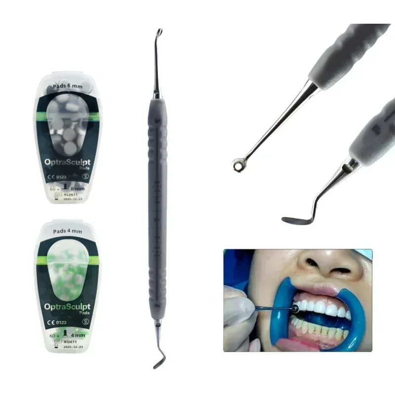 Dentals Composites Light Cure -s Fillings Spatulas Mixings Handle+Foams Pads Kit Whitenings Optrasculpts Molding Tools