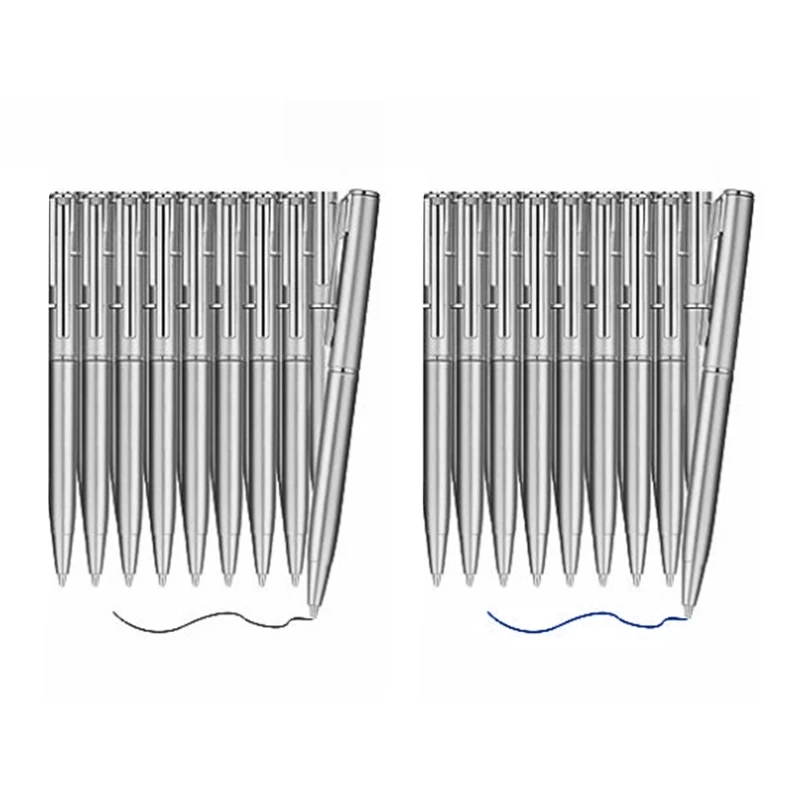 

10 шт., шариковая ручка с поворотным механизмом, металлическая шариковая ручка, офисная ручка для письма, 1,0 мм