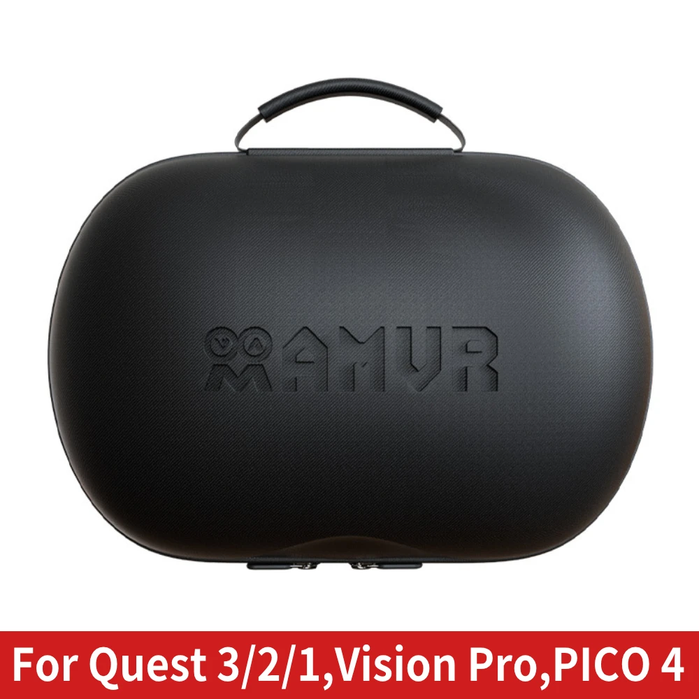 AMVR Portable Storage Bag for Quest 2 Vision Pro PICO 4 VR Headset PU Leather Hard Carrying Case for Meta Quest 3 Accessories