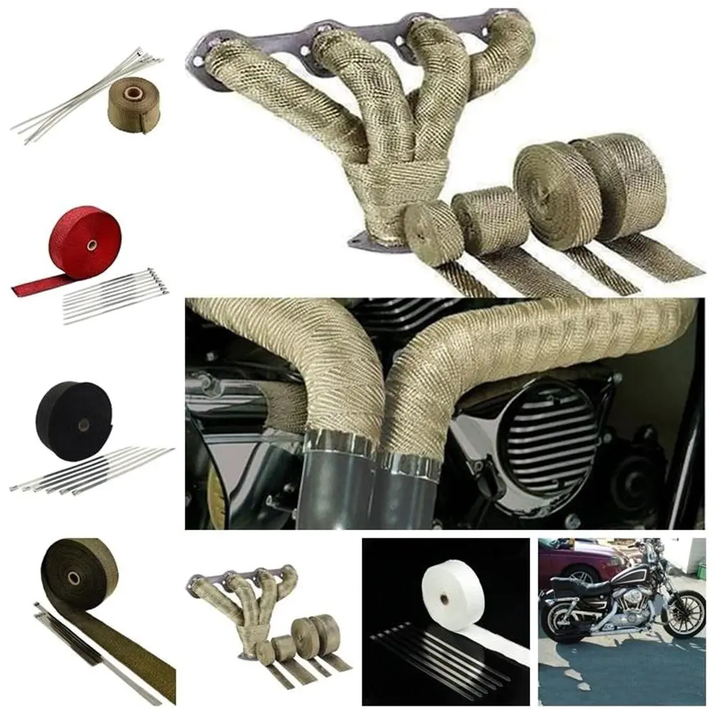 Exhaust Heat Wrap Roll Header Tube Fiber Tape High Temp Resistant for Car Motorcycle Heat