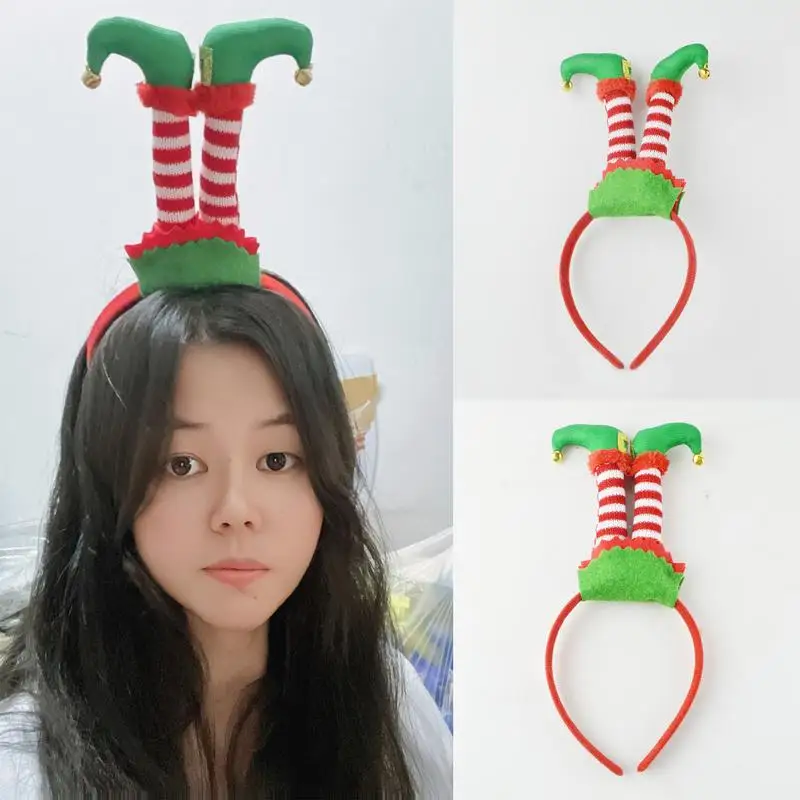 Christmas Headbands For Adults Cute Headwear Party Costume Elf Legs Christmas Party Favors Decoration Supplies Gift For Friends