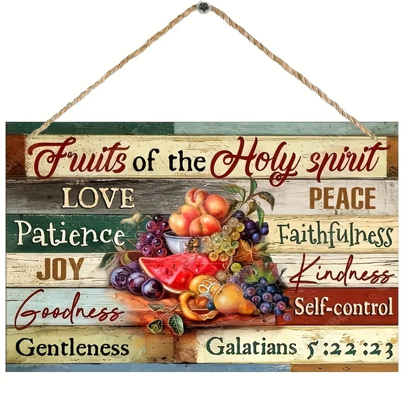 

Inspiring Fruit Theme Iron Art with Bible Verses and Spiritual Quotes - 8 x 12 Wall Decor, Holy Spirit Fruit, Perfect for