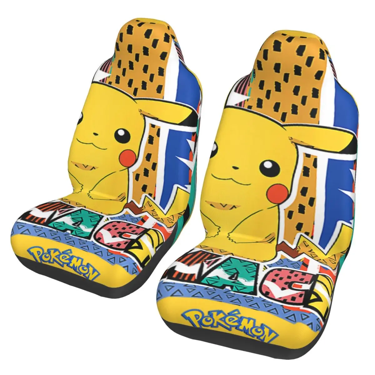 

Yellow Mouse Pikachu Universal Car Seat Cover Four Seasons Women Poke-Mon Car Seat Covers Fabric Hunting