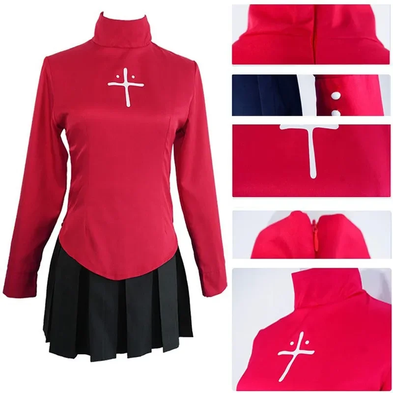 New Anime Fate/Stay Night Tohsaka Rin Top Skirt Socks for Women Girl Halloween Party Cosplay Costume Performance Uniform