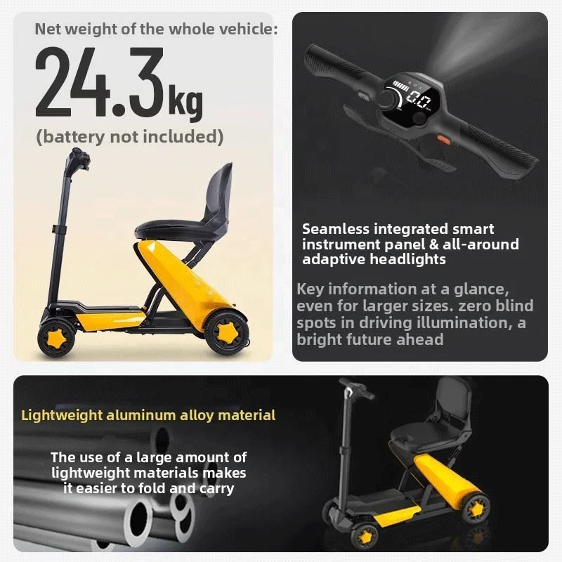 Four Wheel Mobility Scooter Adults Lithium Battery Folding Mobility Handicapped Electric Scooter