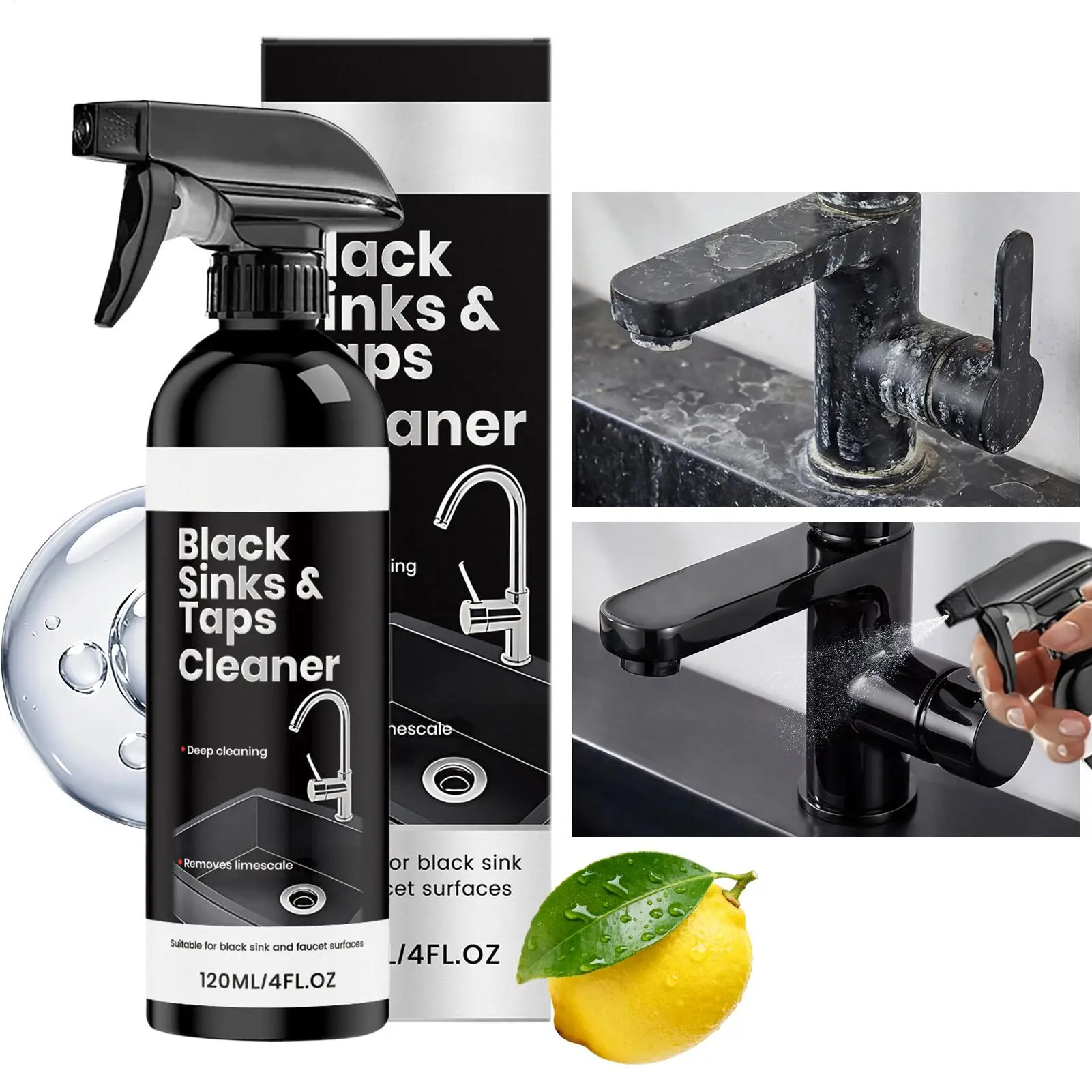 120ml Hard Water & Limescale Remover Multi-Surface Descaling Spray Removes Rust Soap Scum Fingerprints For Faucets Sinks
