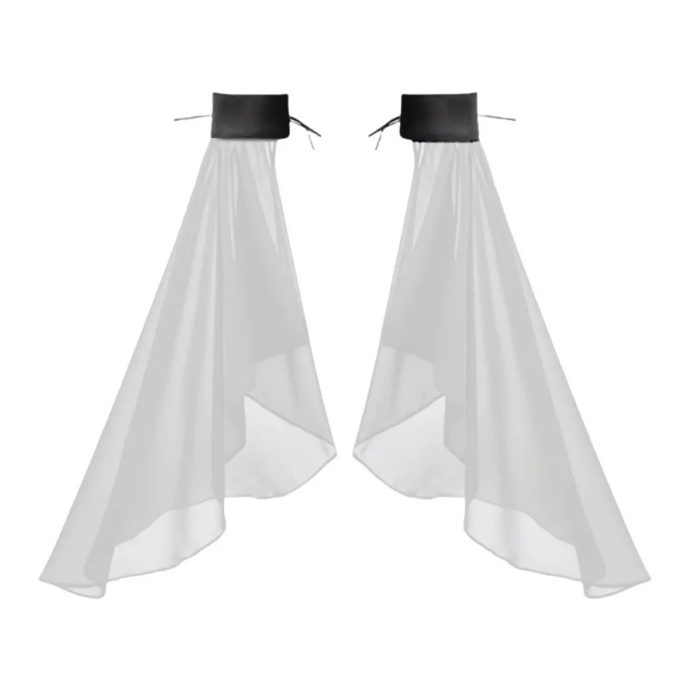 1Pair Detachable Women Long Tulle Bell Sleeves Breathable Thin Sunscreen Sleeves Chiffon Cuff Adjustable Tie Strings