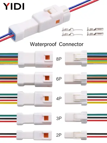 1Set Male + Female JWPF JST 2 3 4 6 8 Pin Waterproof Mini Automotive Wiring Harness Connectors Electrical Plug With Terminals