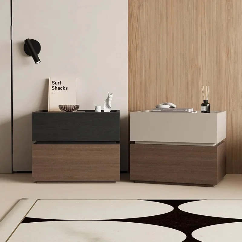 Multi-functional Solid wood paint-free board bedside table household bedroom small bedside storage cabinet sturdy and durable