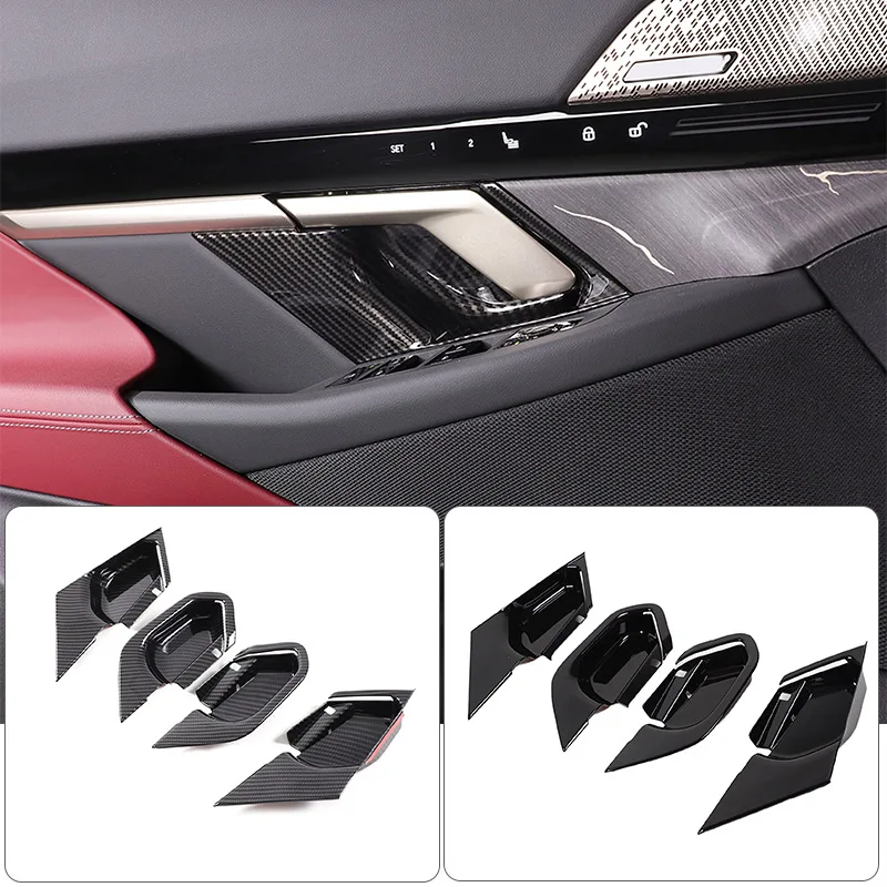 Für BMW 5er G60 2024-2026 ABS Carbon Faser/Silber/Schwarz Innere Türgriff Schüssel Abdeckung Trim Dekoration Innen Zubehör