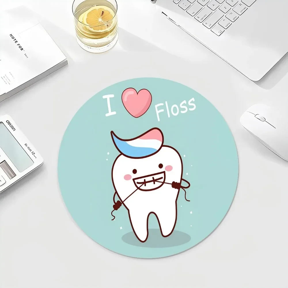 Wisdom Teeth Dentist ToothSmall Round Office Student Gaming Thickened Writing  Non-slip Cushion Mouse Pad for PC Computer Table