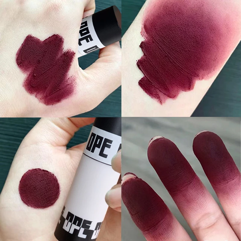 1PC Rose Red Matte Velvet Lip Gloss Waterproof Liquid Lipstick Nude Brown Lips Korean Makeup for Lip Tint Lip Glaze Cosmetics