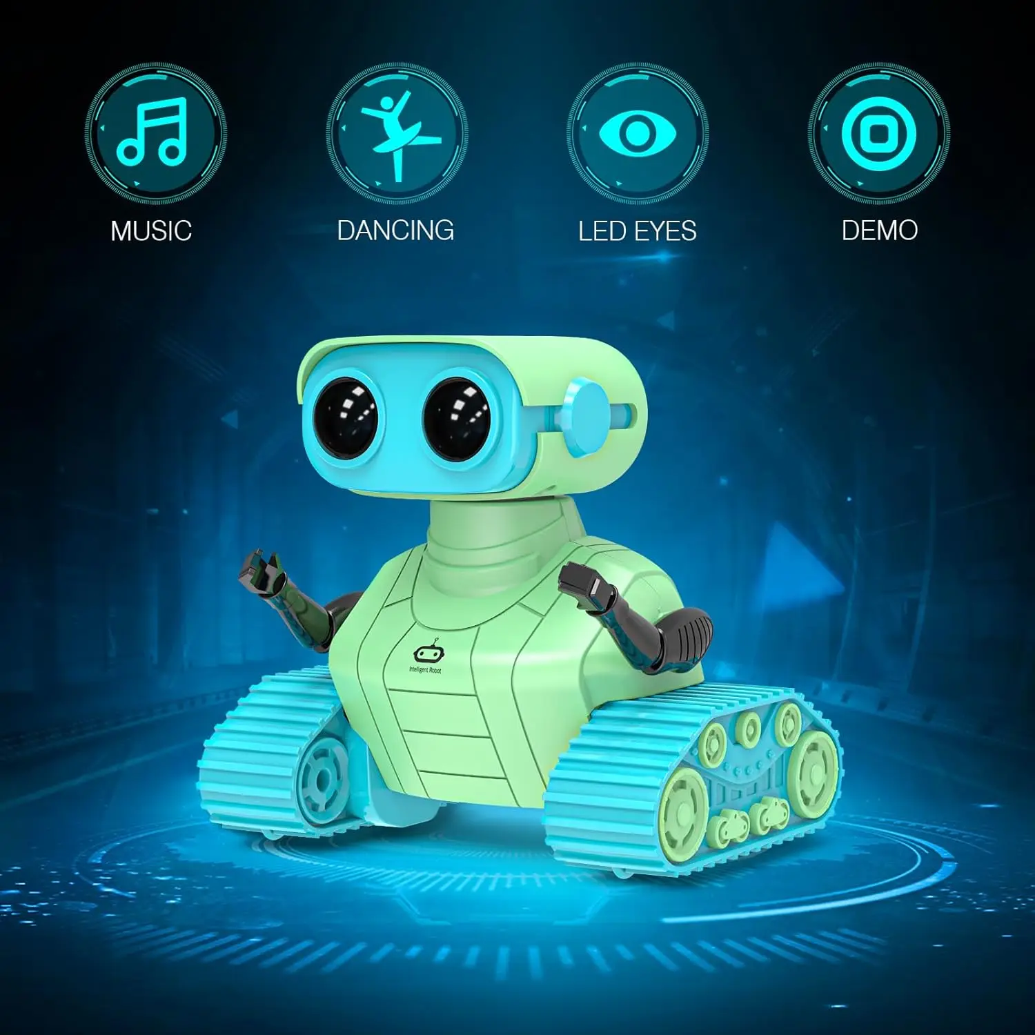 ALLCELE Robot Toys, Robots RC para niños, Juguete de Control Remoto con Música y Ojos LED, Regalo Ideal para Niños-Verde Azul