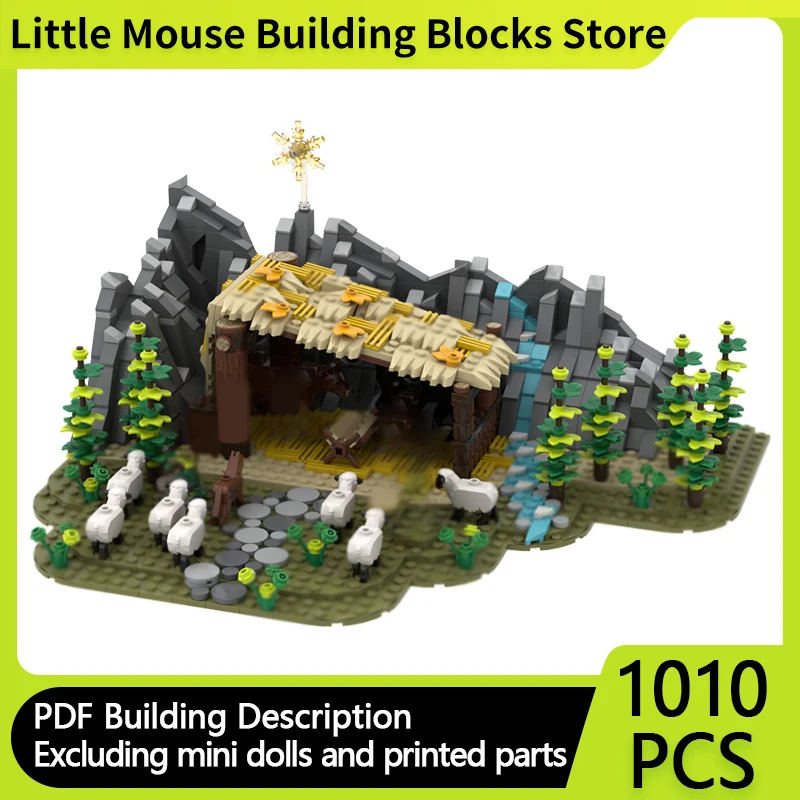 

City Street View Model MOC Building Bricks Nativity Scene Display Modular Technology Gifts Holiday Assemble Children Toys Suit