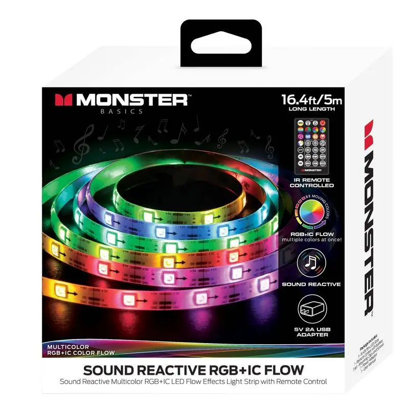 

5M RGBIC LED Strip Lights Music Sync Sound Reactive USB Powered Color Changing Tape Lights with Remote for Room Bedroom Decor