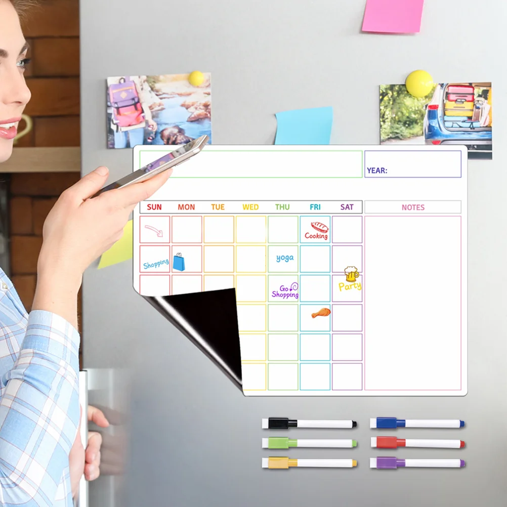 1Set Magnetic Fridge Dry Erase Board Easy to Use Smooth Surface Home Chore Organizer Magnetic to Do List for Fridge