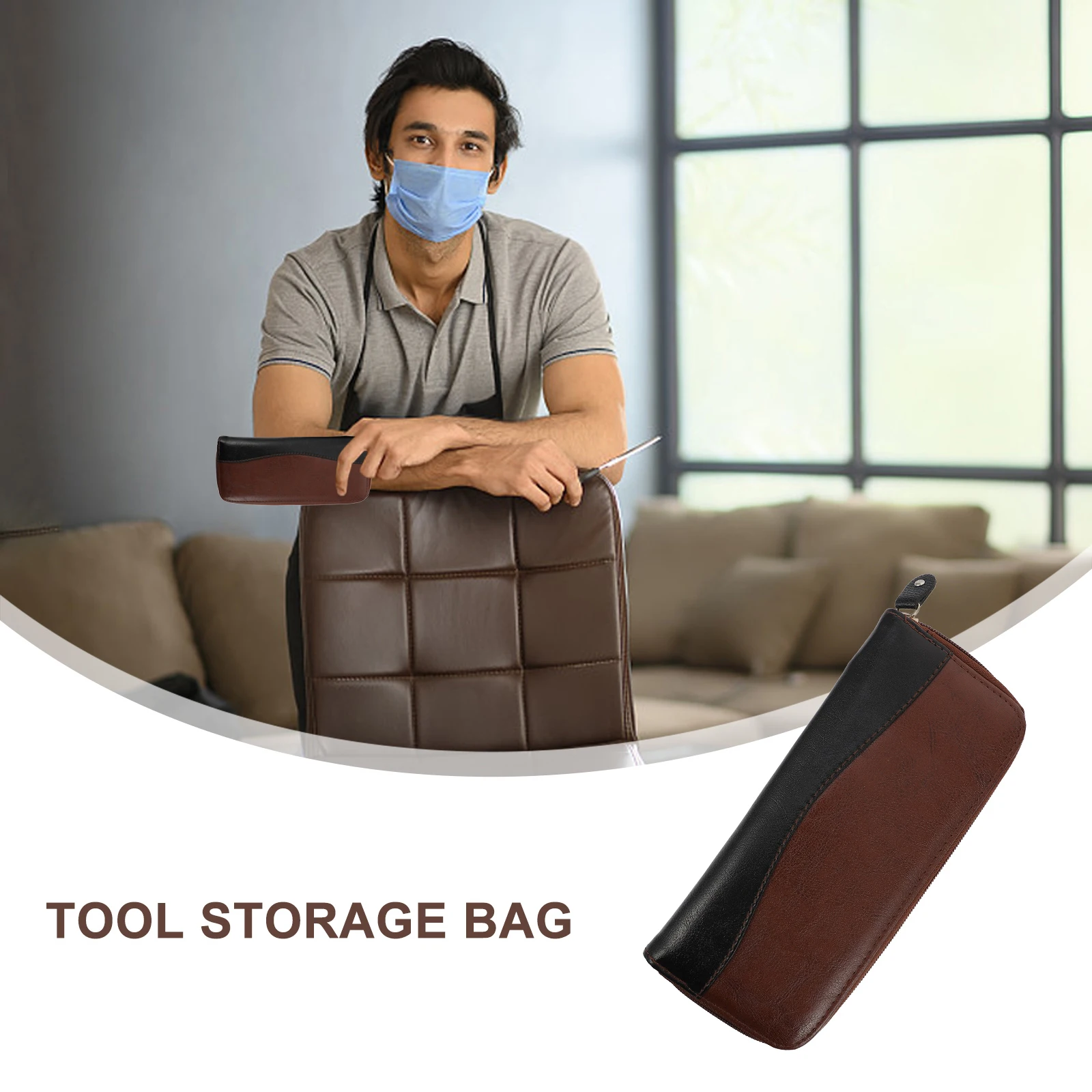 

2 Scissors Bag Hair Shears Holder Brown Stylist Hairdressing Case Barber Pouch Salon Tools Storage