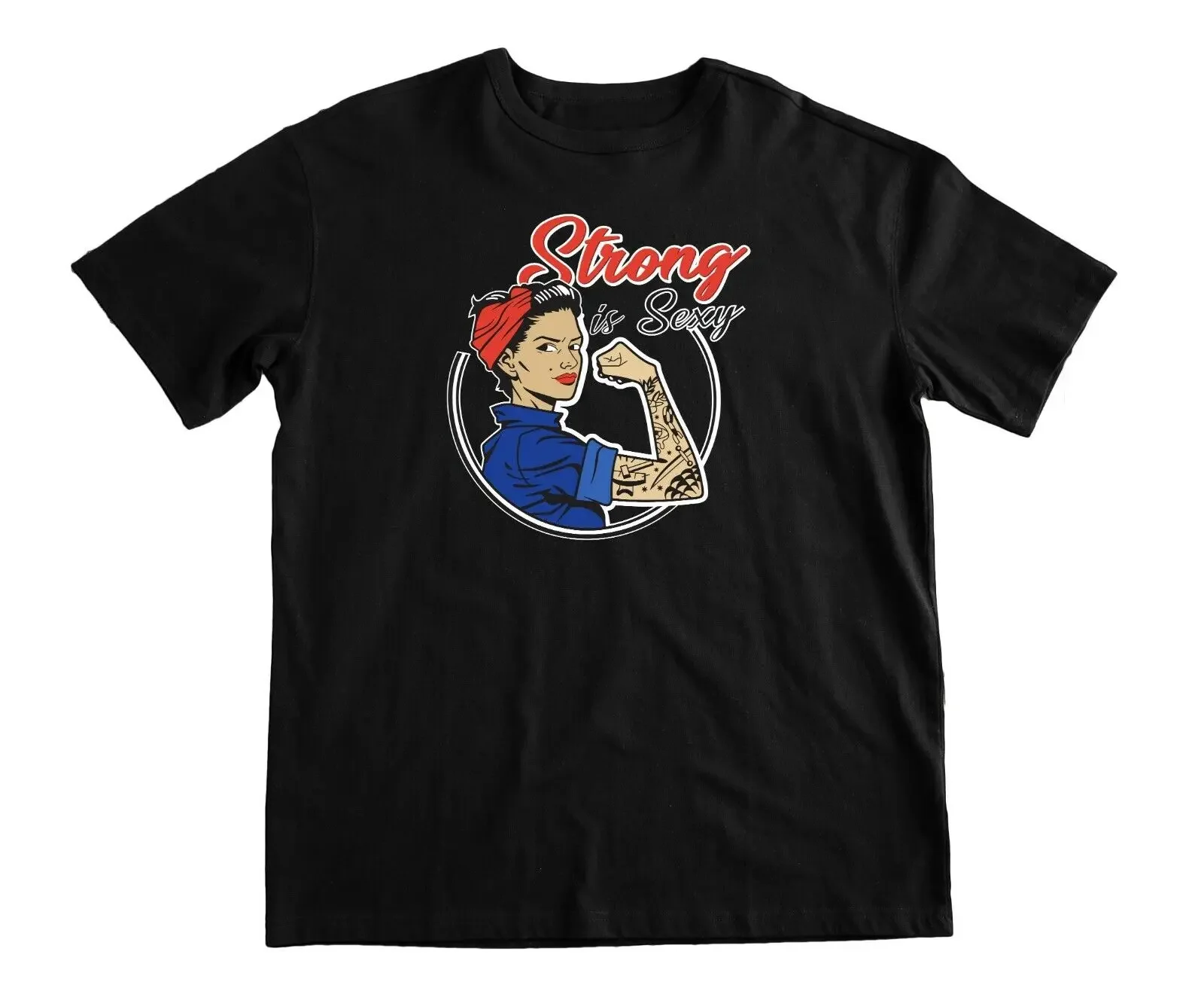 

Strong Is Sexy T-Shirt Funny Muscle Retro Toned Gym Top Tee Men's 100% Cotton Casual T-shirts Loose Top Size S-3XL