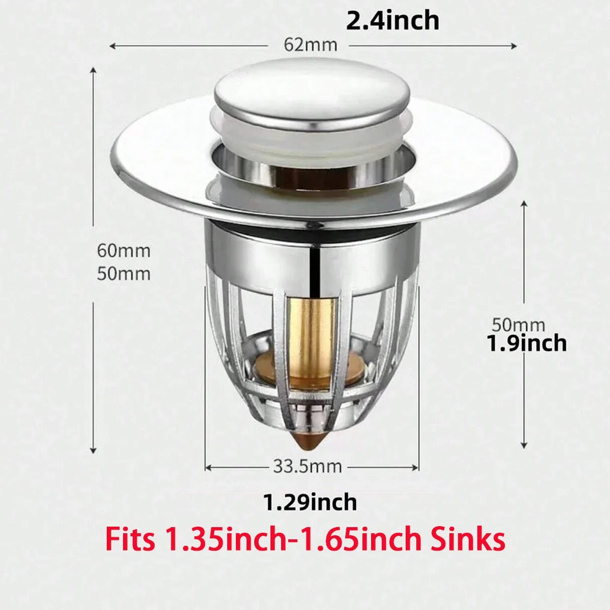 1/2/5pcs Universal Rebound Drain Plug Filter Basin Pop-up Chrome Sink Filter with Hair Catcher Bathroom Sink Drain Stopper