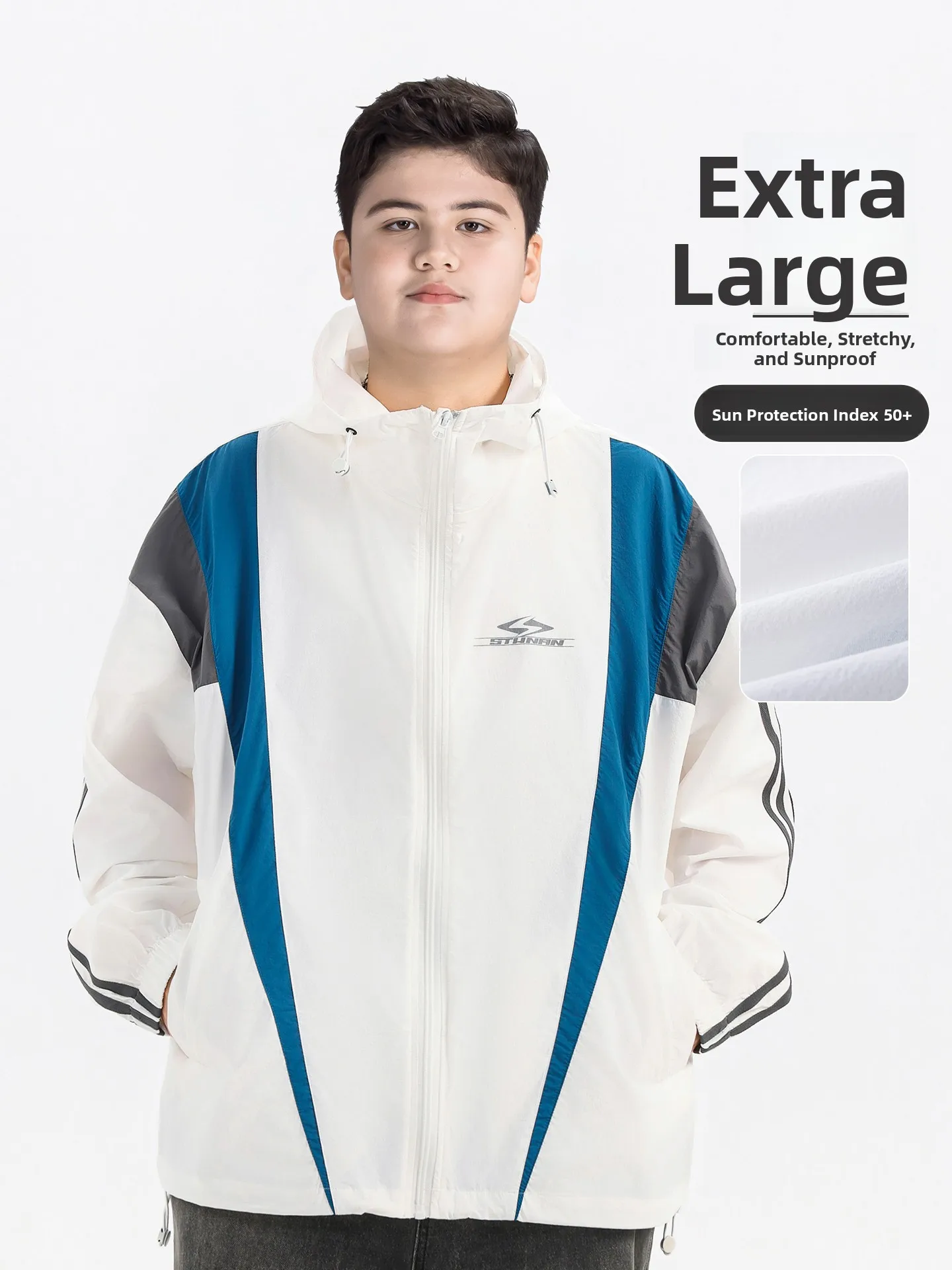 plus-size-boys'-sun-protection-clothing-uv-protection-ice-silk-outerwear-summer-loose-fit-long-sleeve-hooded-sporty-style