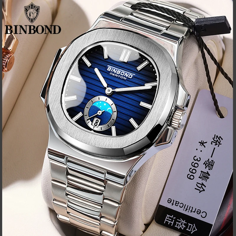 BINBONG B1786 Business Men\'s Watches Quartz Casual Retro Versatile Stainless Steel 30M Waterproof Luminous Luxury Men Watches