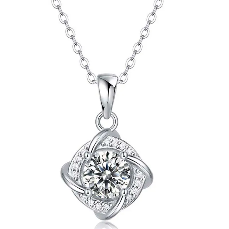 

Real 1Carat/2 Carat Moissanite Diamond Necklace 100% 925 Sterling Silver Pendant for Luxury Fine Gemstone Choker Dream Wedding