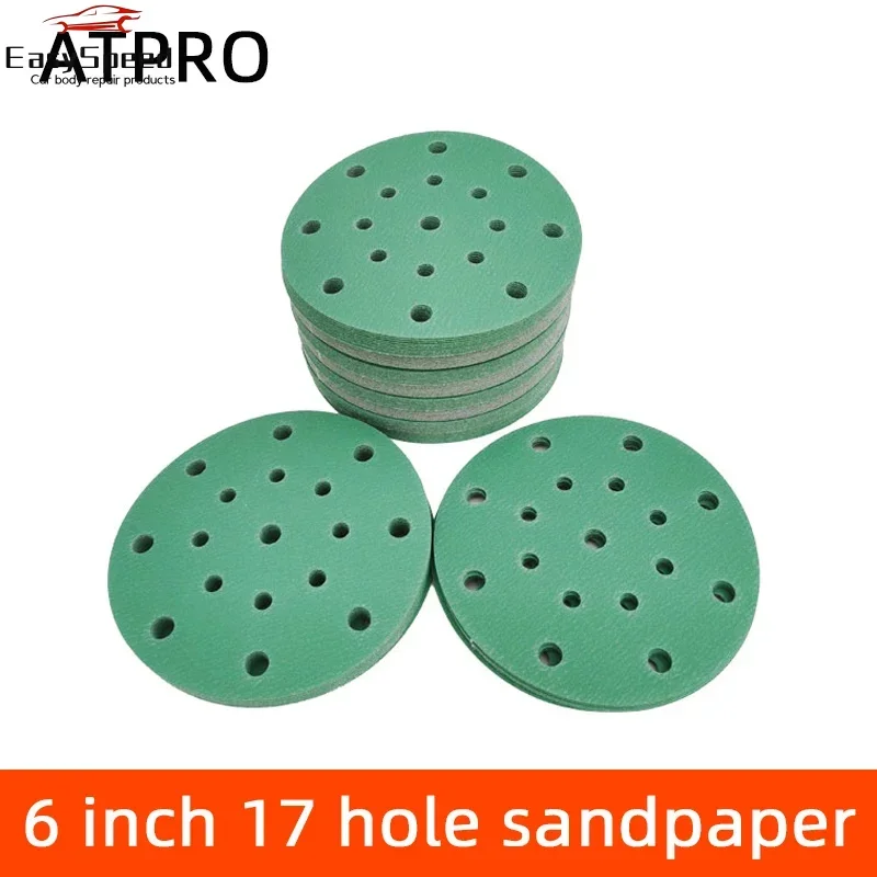 10 Pieces Of 6-inch 17-hole Sandpaper Round Flocking 150mm Car Sanding Putty Suitable For FESTOOL Pneumatic Sanding Machine