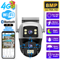 8MP 4G Sim Card Camera 4K HD Dual Screen WiFi Outdoor Dual Lens Monitor 10X Zoom Human Detect Security Protection PTZ IP Cameras