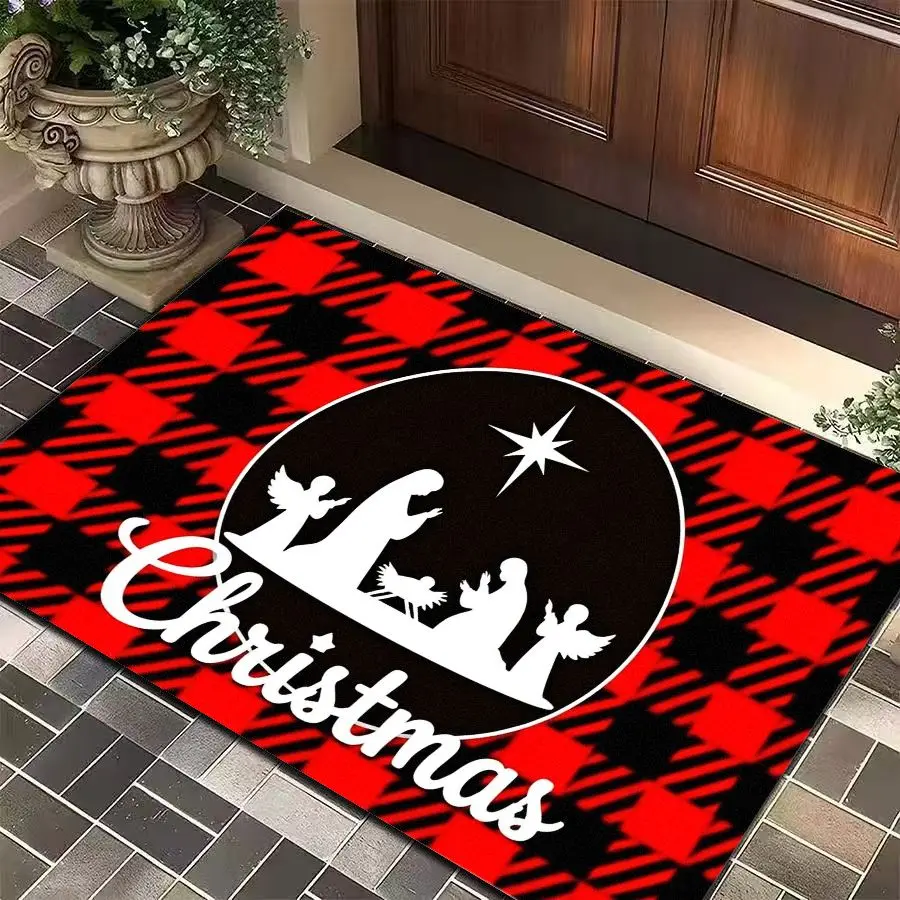 VIKAMA عيد الميلاد المسيحية الصليب المطرزة السجاد ديكور المنزل، سلس وغير هش، مدخل، الحمام المضادة للانزلاق الكلمة حصيرة #3