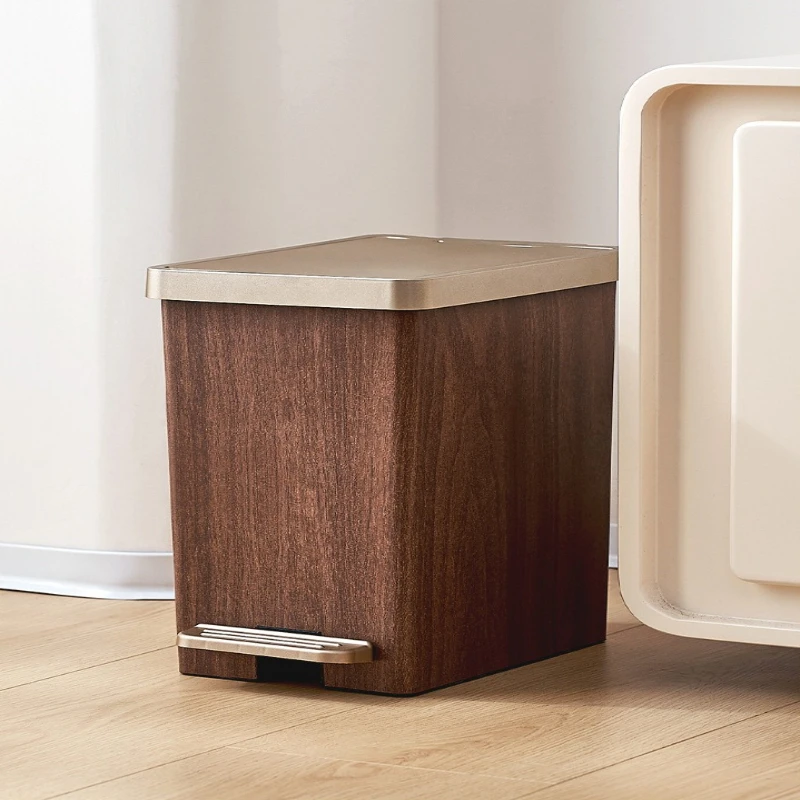 

High-end Household Waste Bin Large-capacity Double-opening Foot-operated Trash Waste Bin Bathroom Light Luxury Home Basurero JTW