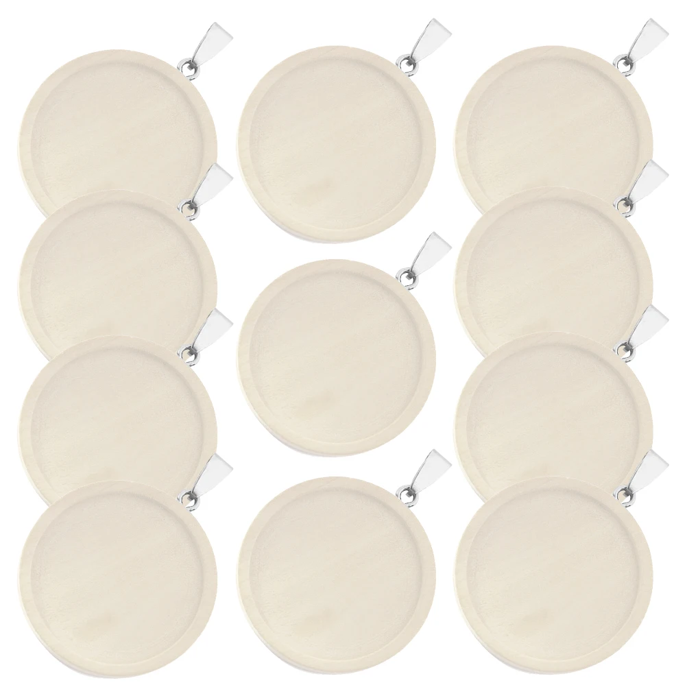 

10 Pcs Charms for Jewelry Making Wooden Bottom Bracket Pendant Blanks Bezel Trays Round Bezels