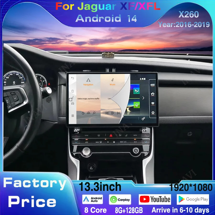 

13.3inch CarPlay Android For Jaguar XFL/XF 2016-2019 X260 Multimedia Broadcast Navigator Touch Multimedia Player Radio Full