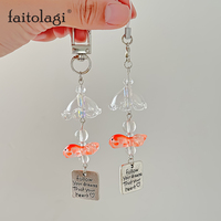 Y2K Jellyfish Key Chain Lucky Goldfish Wind Chimes Wish Beaded Keyring for Phone Charm BackPack Pendant Keycord Girl Jewelry