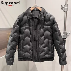 Supzoom-jaqueta masculina acolchoada em algodão, casacos de emenda casuais, terno de pão da moda para casal, moda superior, inverno