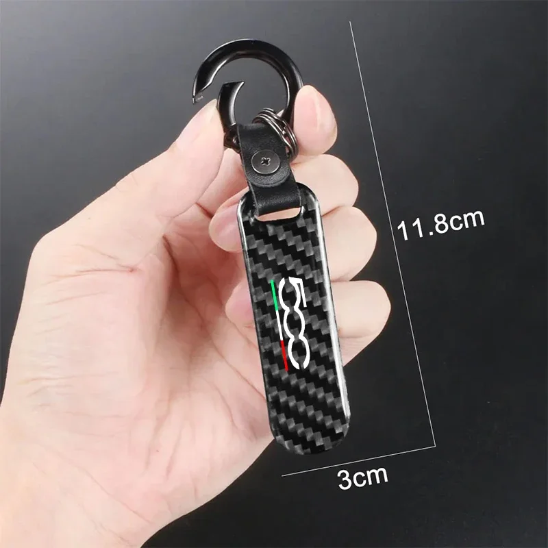 Car Carbon Fiber Key Chain Anti-lost Buckle Holder Key Ring Car Accessories For Fiat 500 Punto Bravo Stilo Panda Abarth Viaggio