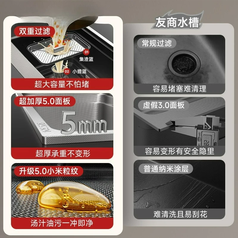 Customizable 304 stainless steel kitchen sink thickened under counter household sink sink